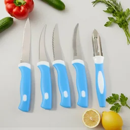 Stainless Steel Knife Set – 6 Pc Kitchen Tools with Stand | Indo Glow