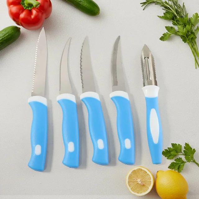 Stainless Steel Knife Set – 6 Pc Kitchen Tools with Stand | Indo Glow