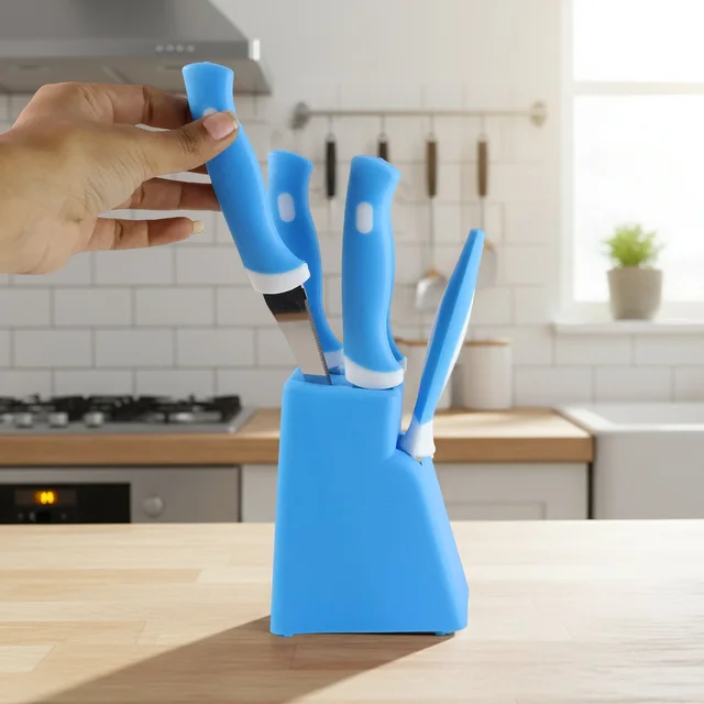 Stainless Steel Knife Set – 6 Pc Kitchen Tools with Stand | Indo Glow