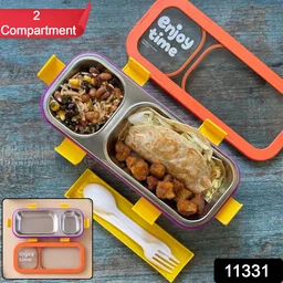 Stainless Steel Leak-Proof Lunch Box – 2 Compartments & Secure Seal