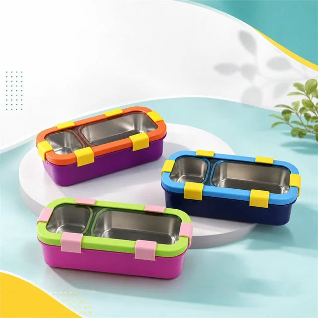 Stainless Steel Leak-Proof Lunch Box – 2 Compartments & Secure Seal