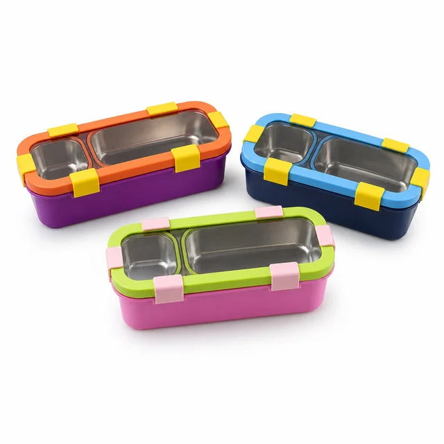 Stainless Steel Leak-Proof Lunch Box – 2 Compartments & Secure Seal