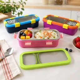 Stainless Steel Leak-Proof Lunch Box – 2 Compartments & Secure Seal