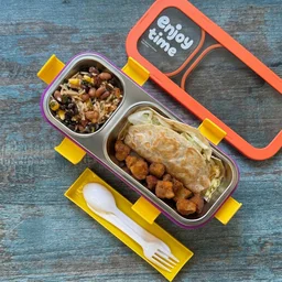 Stainless Steel Leak-Proof Lunch Box – 2 Compartments & Secure Seal