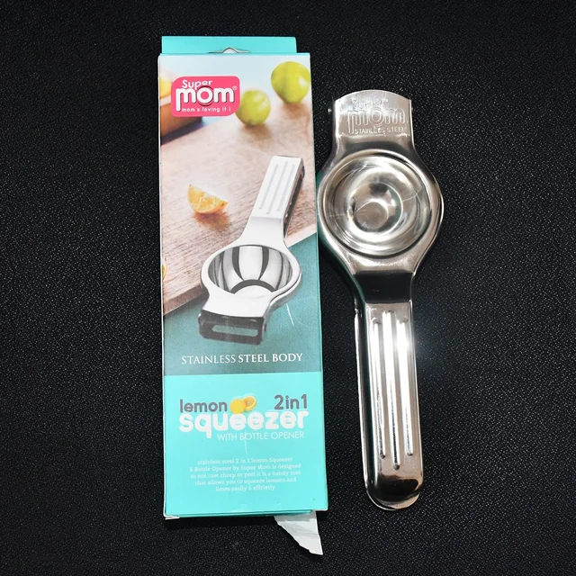 Stainless Steel Lemon Squeezer – 2-in-1 Juicer with Bottle Opener
