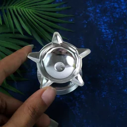 Stainless Steel Lotus Design Diya – Durable Traditional Puja Lamp