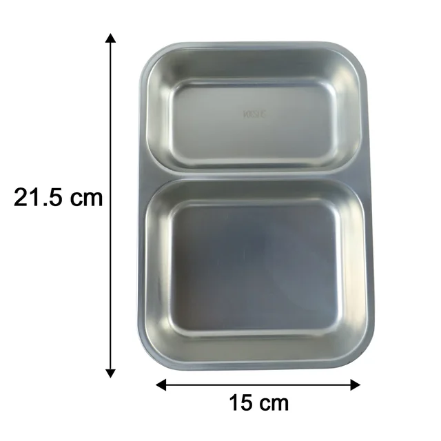 Stainless Steel Lunch Box 2 Section – Leakproof & Durable with Spoon