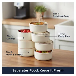 Stainless Steel Lunch Box – 3 Layer, Leak-Proof | Ganesh