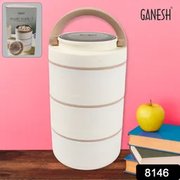 Stainless Steel Lunch Box – 3 Layer, Leak-Proof | Ganesh