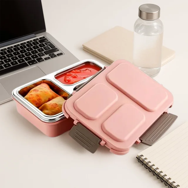 Stainless Steel Lunch Box – Premium 3-Partition Leakproof Tiffin