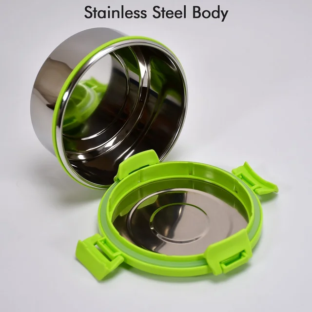 Stainless Steel Lunch Box – Round, Leak-proof 400ml | Ganesh