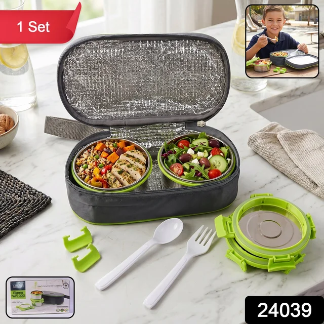 Stainless Steel Lunch Box Set – Durable & Leakproof with Carry Bag