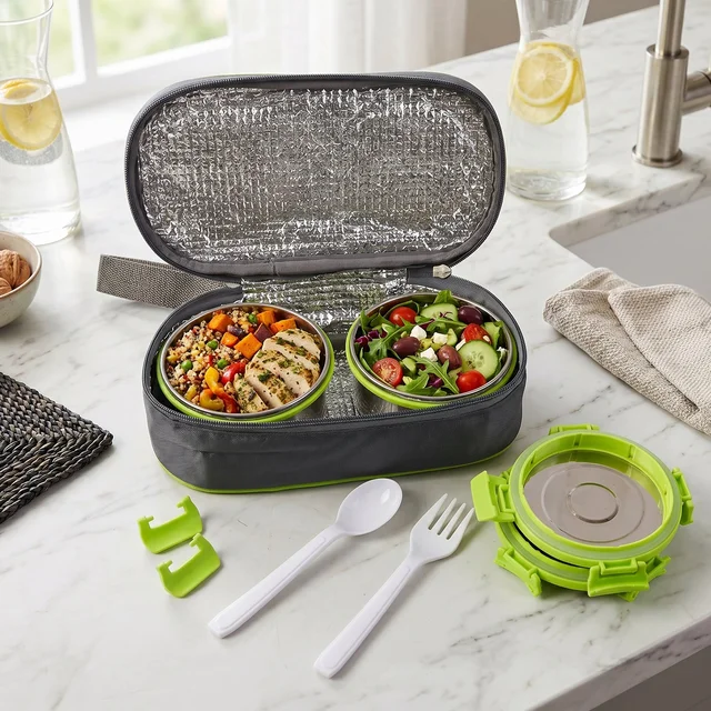 Stainless Steel Lunch Box Set – Durable & Leakproof with Carry Bag