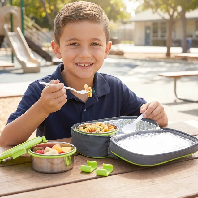 Stainless Steel Lunch Box Set – Durable & Leakproof with Carry Bag