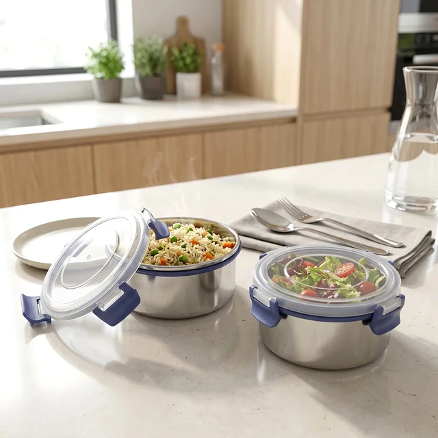 Stainless Steel Lunch Box Set – Leakproof & Insulated for Daily Use