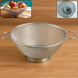 Stainless Steel Mesh Colander – Durable Kitchen Strainer with Handles