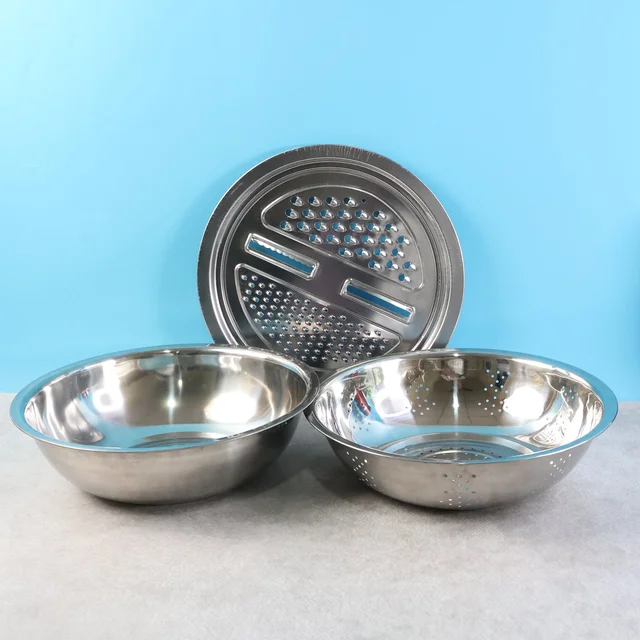 Stainless Steel Mixing Bowl Set – 3-in-1 Multifunction Kitchen Bowls