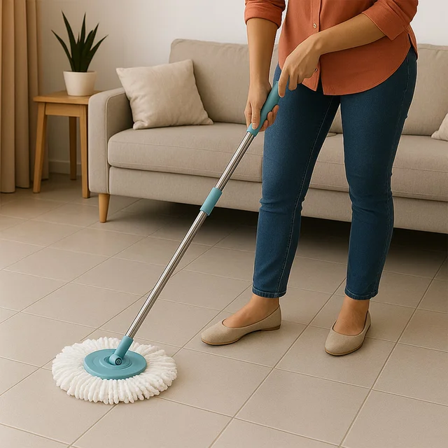 Stainless Steel Mop Rod – Adjustable 120 cm with Microfiber Head