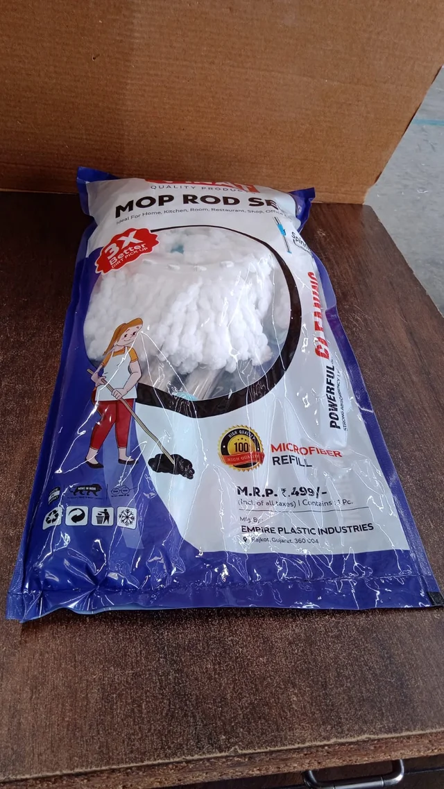Stainless Steel Mop Rod – Adjustable 120 cm with Microfiber Head