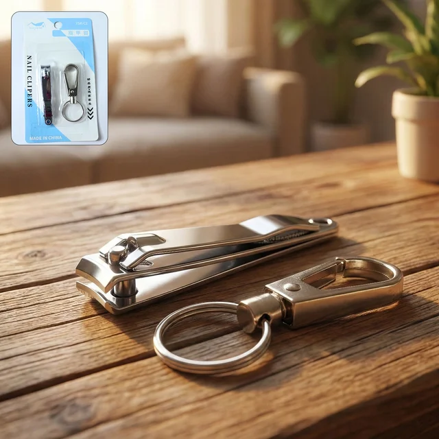 Stainless Steel Nail Clippers – Compact Set with Keychain Holder