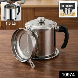 Stainless Steel Oil Filter Pot – 1.3L Durable & Reusable