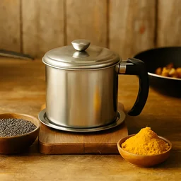 Stainless Steel Oil Filter Pot – 1.3L Durable & Reusable