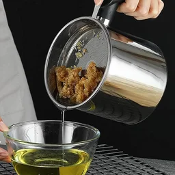 Stainless Steel Oil Filter Pot – 1.3L Durable & Reusable