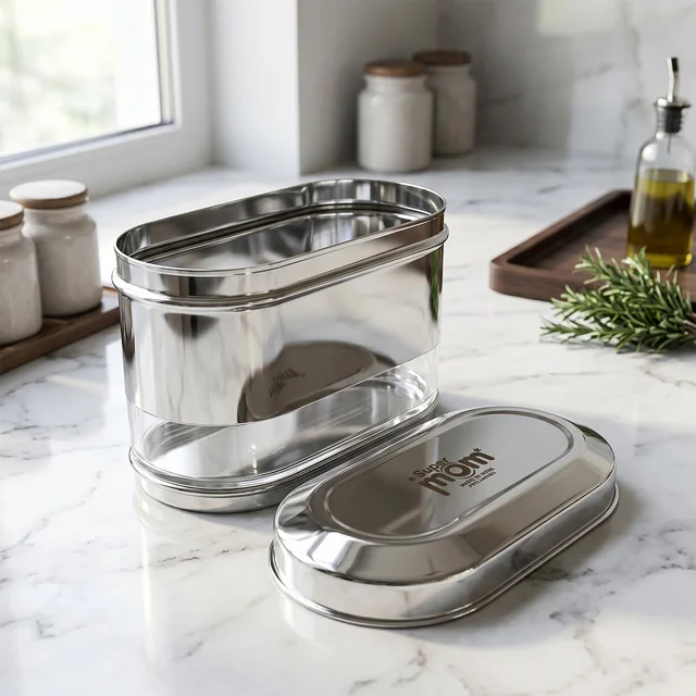 Stainless Steel Oval Canister – Airtight Food Storage for Freshness