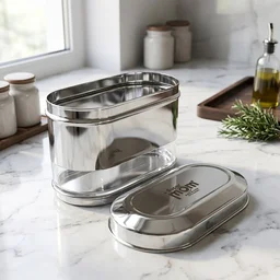 Stainless Steel Oval Canister – Airtight Food Storage for Freshness