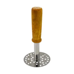 Stainless Steel Potato Masher – Wooden Handle, Durable | Quickslice