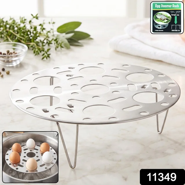 Stainless Steel Round Egg Steamer Rack Folding Trivet Stand for Pot (1 Pc)