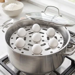 Stainless Steel Round Egg Steamer Rack Folding Trivet Stand for Pot (1 Pc)