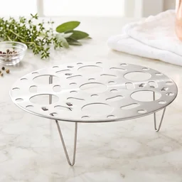 Stainless Steel Round Egg Steamer Rack Folding Trivet Stand for Pot (1 Pc)