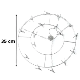Stainless Steel Round Multi Clip Drying Hanger for Socks and Underwear (1 Pc)