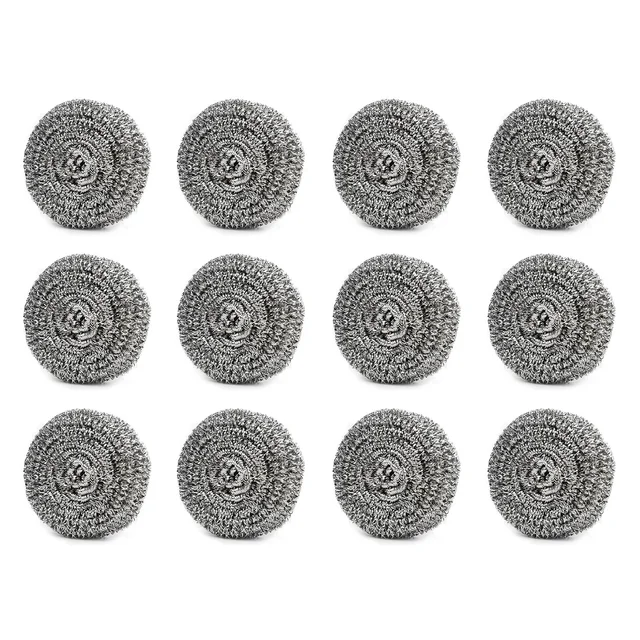 Stainless Steel Scrubber – Round, Heavy Duty (Pack of 12) | Indo Glow
