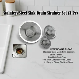 Stainless Steel Sink Drain Strainer Set – Prevents Clogs & Odors