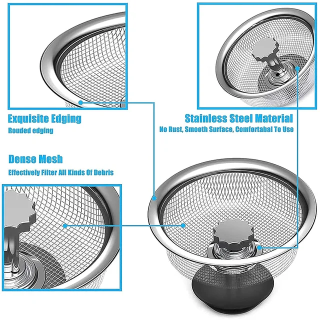 Stainless Steel Sink Strainer – Adjustable Stopper | Garth