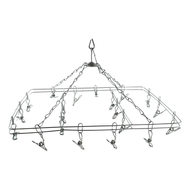 Stainless Steel Square Multi Clip Drying Hanger for Socks, Baby Clothes (1 Set)