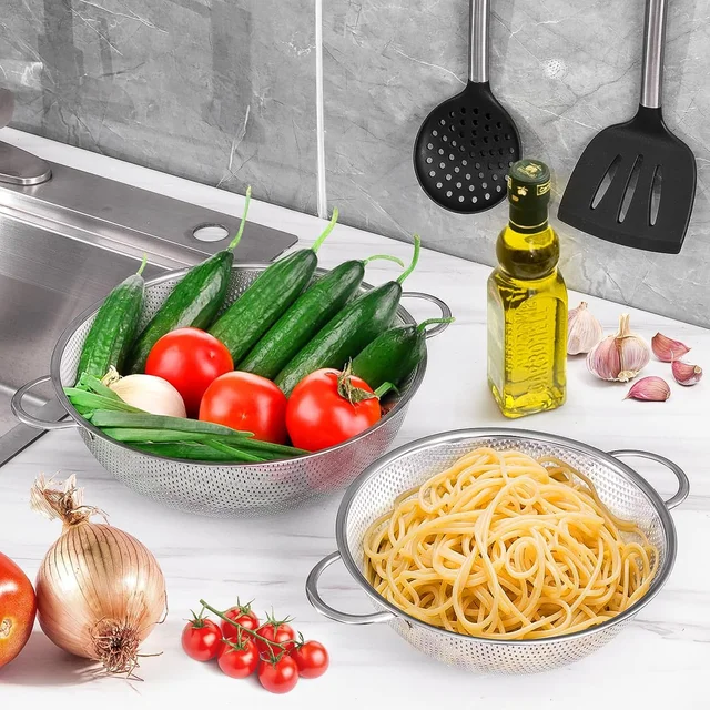 Stainless Steel Strainer Bowl – Multipurpose Kitchen Tool | Indo Glow