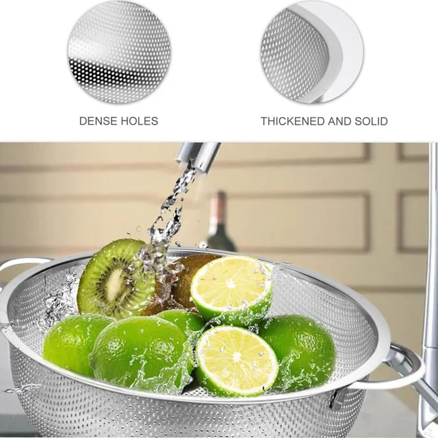 Stainless Steel Strainer Bowl – Multipurpose Kitchen Tool | Indo Glow