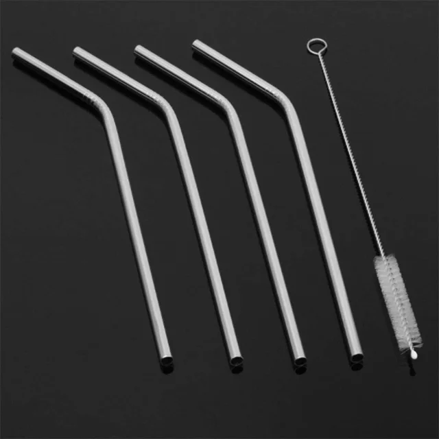 Stainless Steel Straws – Reusable Bent Set with Brush | Siplix
