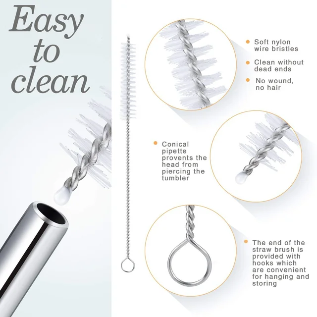 Stainless Steel Straws – Reusable Bent Set with Brush | Siplix