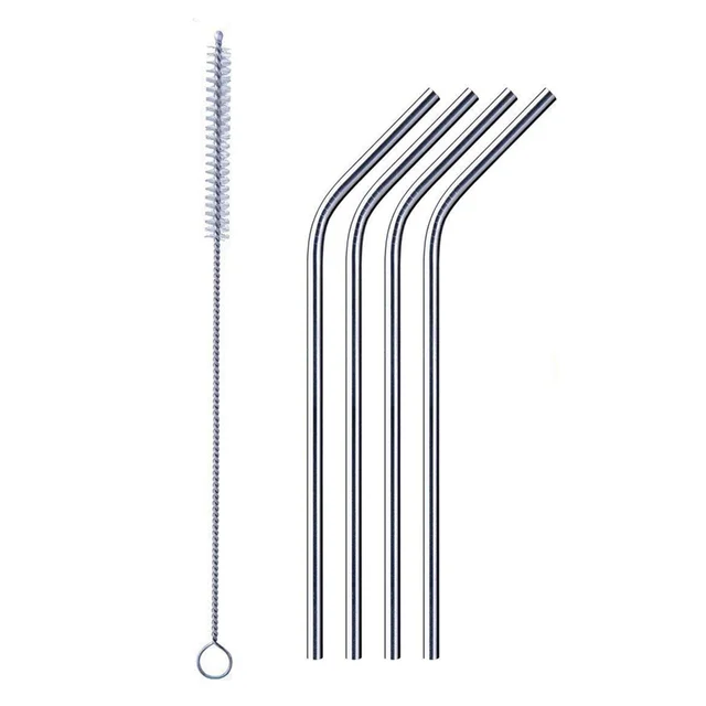 Stainless Steel Straws – Reusable Bent Set with Brush | Siplix