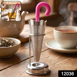 Stainless Steel Tea Strainer – Umbrella Design & Drip Tray | Siplix