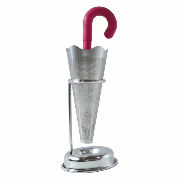 Stainless Steel Tea Strainer – Umbrella Design & Drip Tray | Siplix