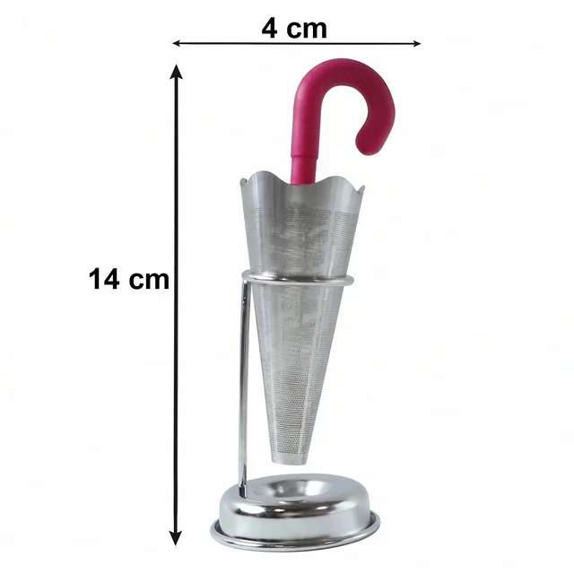 Stainless Steel Tea Strainer – Umbrella Design & Drip Tray | Siplix