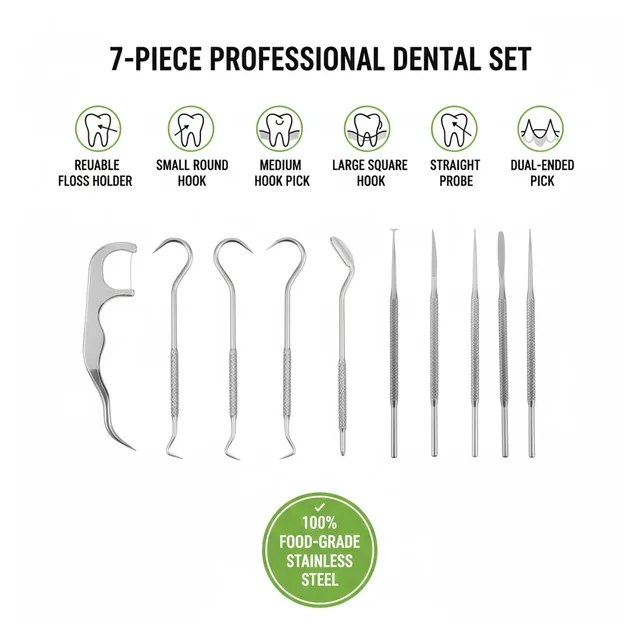 Stainless Steel Toothpick Set – 7-in-1 Portable Dental Kit | AuriGlam