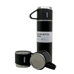 Stainless Steel Vacuum Flask Set with 3 Cups – 500ml | Biz Sip