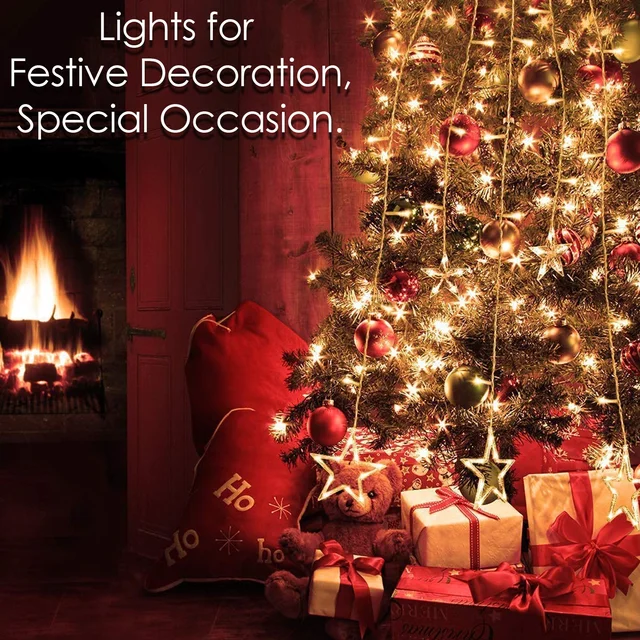Star Curtain Lights – 12 LED Stars, 8 Flashing Modes | Indo Glow