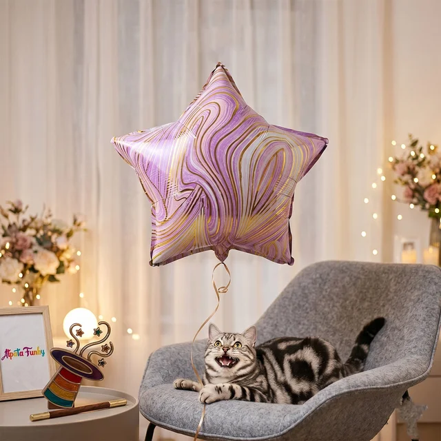 Star Marble Foil Balloon – Bright Party Decor for Celebrations